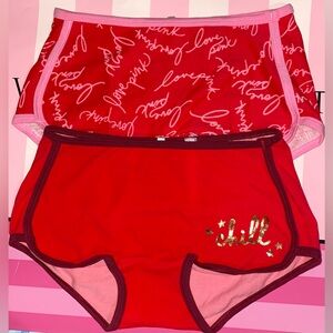 2 new PINK Victoria’s Secret boyshort panties bundle pink Panties red shortie